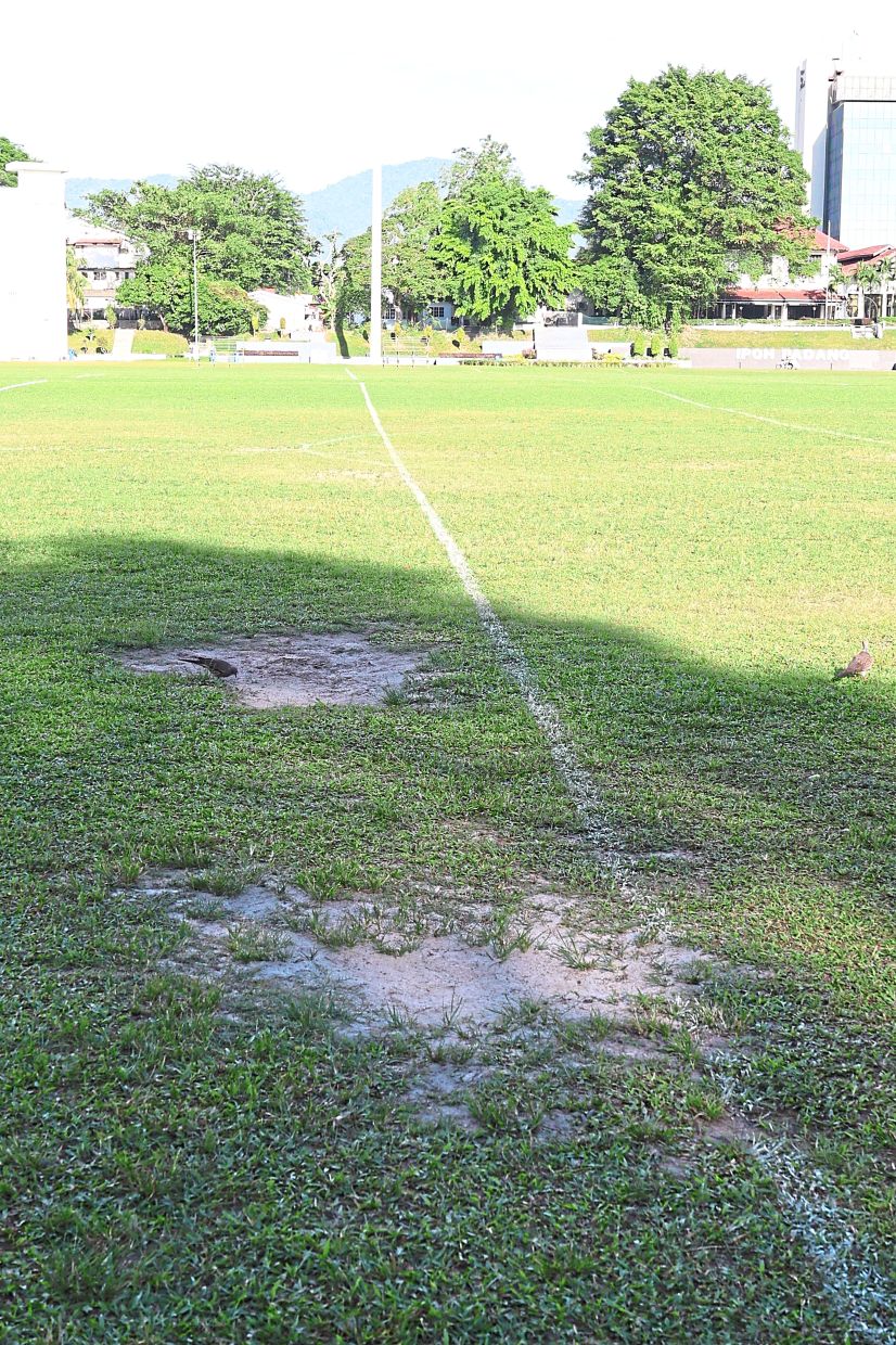 Parts of the field become waterlogged after heavy rain.
