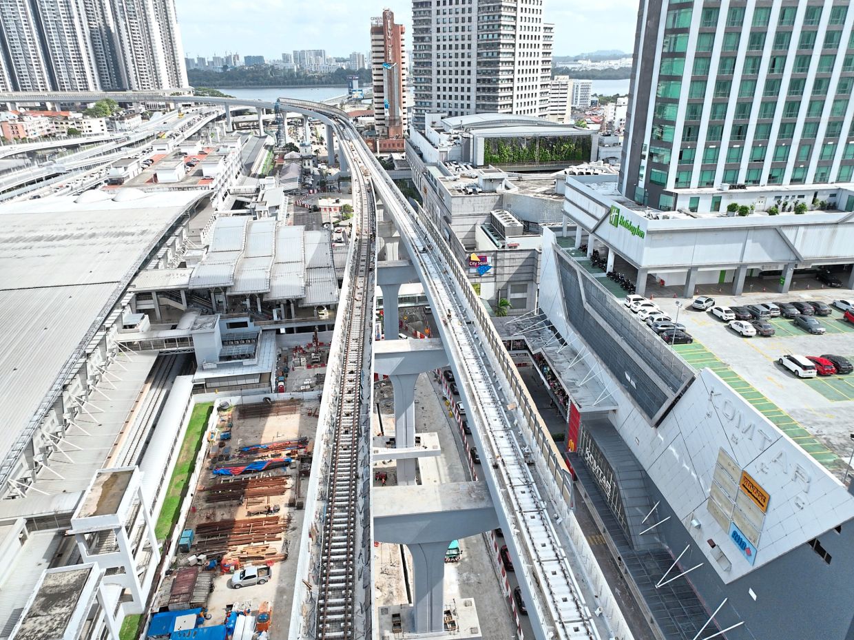 An aerial view of the Rapid Transit System (RTS) Link, which will connect Johor Baru to Singapore. The project is on schedule for completion by the end of 2026.