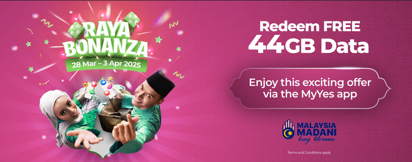 Active Yes 5G users can redeem the free 44GB data add-on from today (March 28) until April 3. — Yes 5G