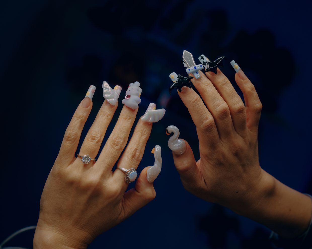 When it comes to painting the 3D shapes, her product of choice is sometimes a surprising one – eye shadow. Photo: Sasha Arutyunova/The New York Times