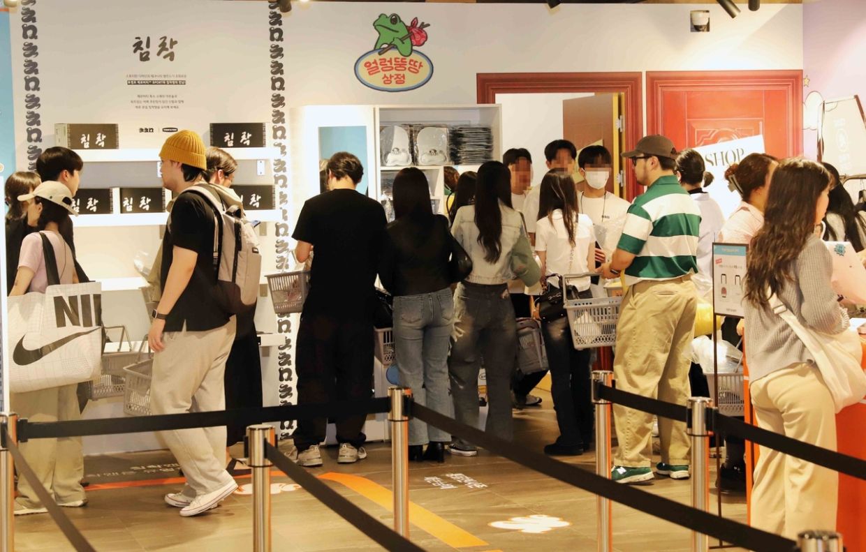 Fans explore YouTuber Chimchakman's pop-up event at Shinsegae Department Store in Seoul in May last year. – Photo: Shinsegae Department Store, via The Korea Herald/Asia News Network