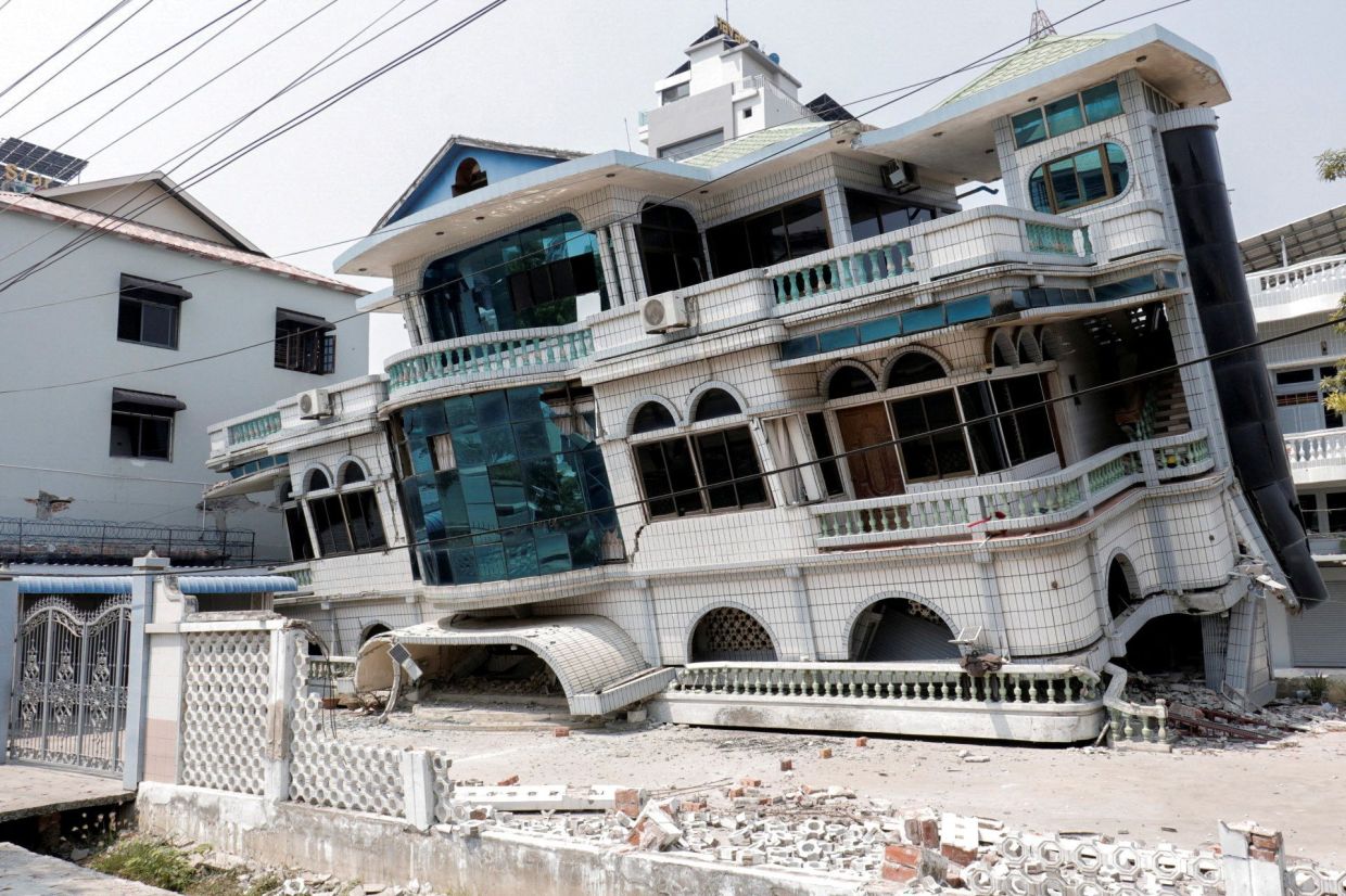 View of a collapsed building, in the aftermath of a strong earthquake, in Mandalay, Myanmar, on March 31, 2025. - Reuters