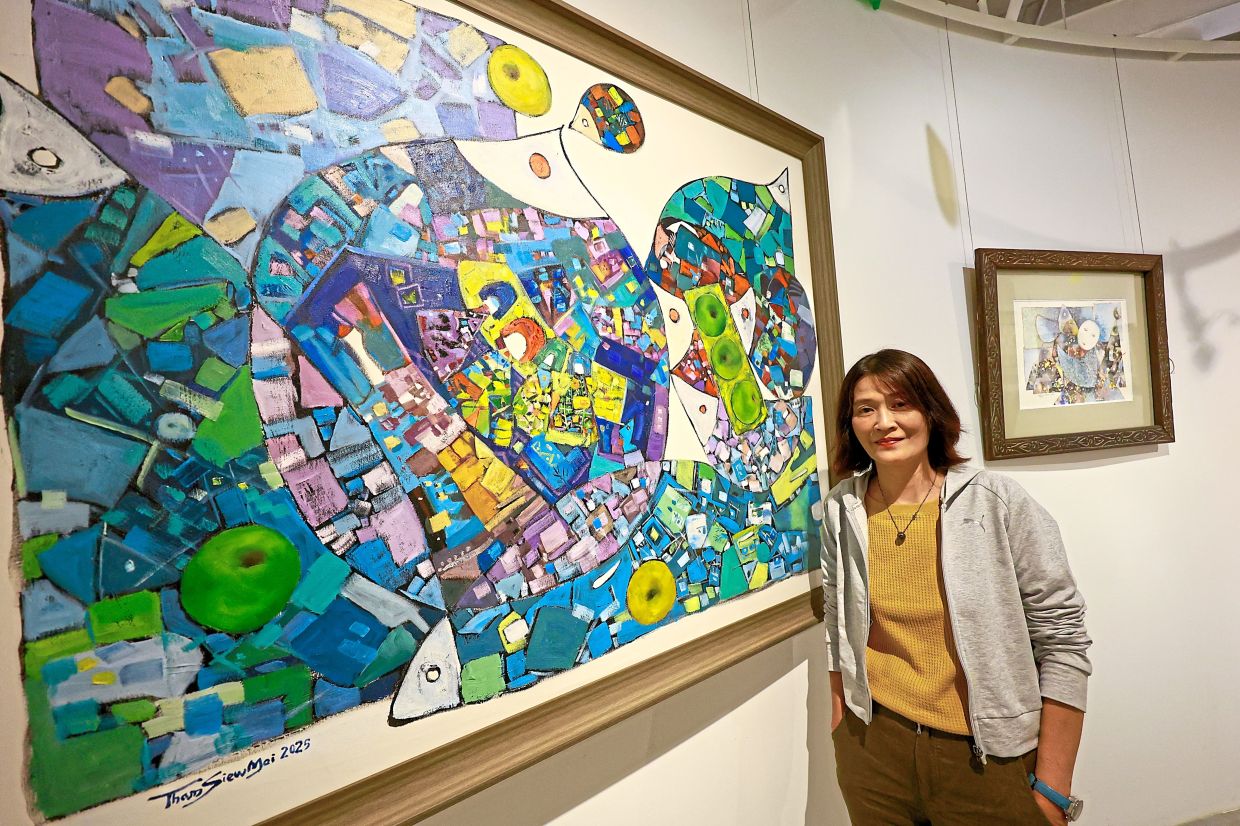 Tham blends vivid colours with abstract shapes in her work.