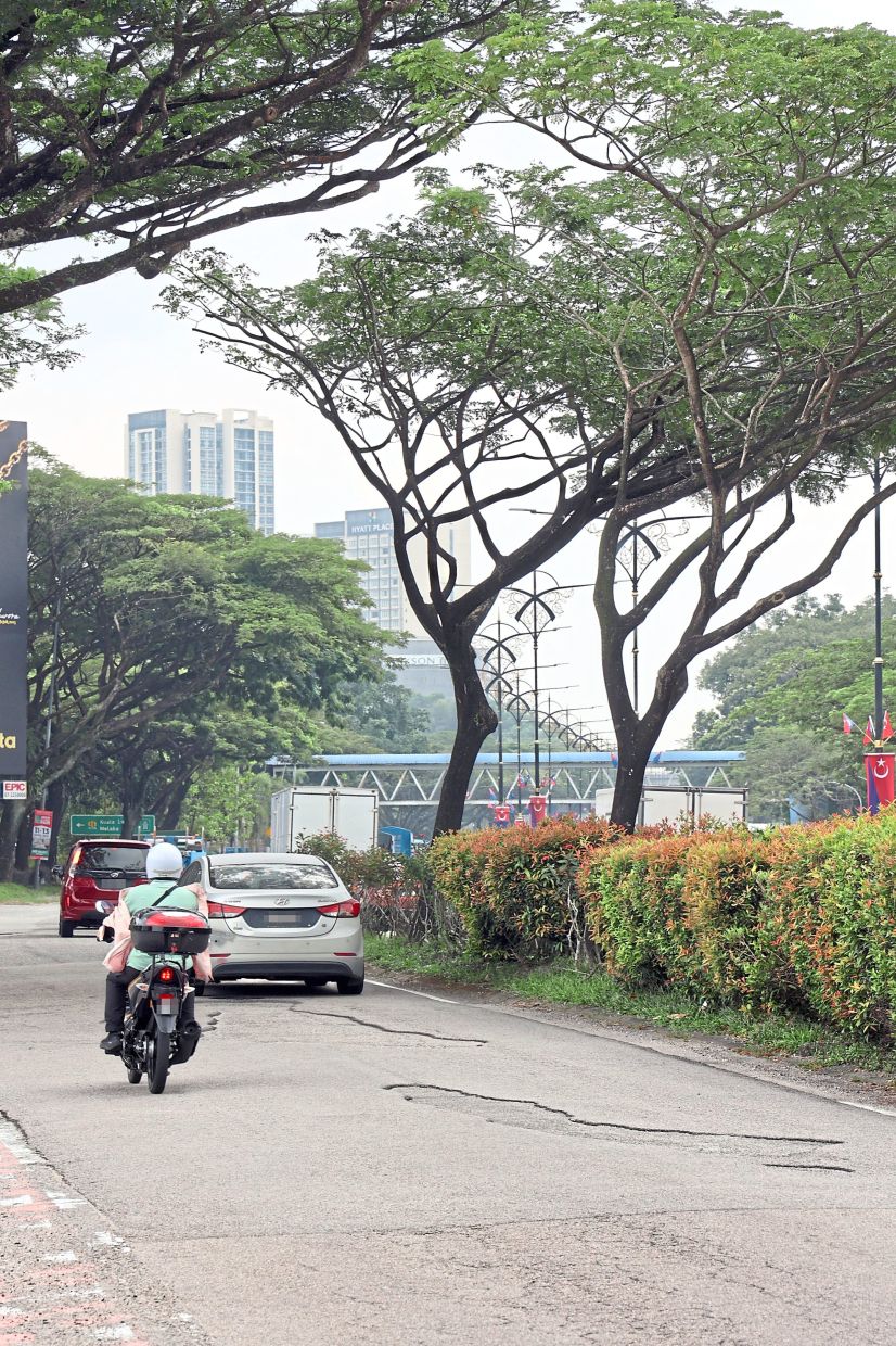 Potholes spotted along Jalan Impian Emas Utama, Skudai.