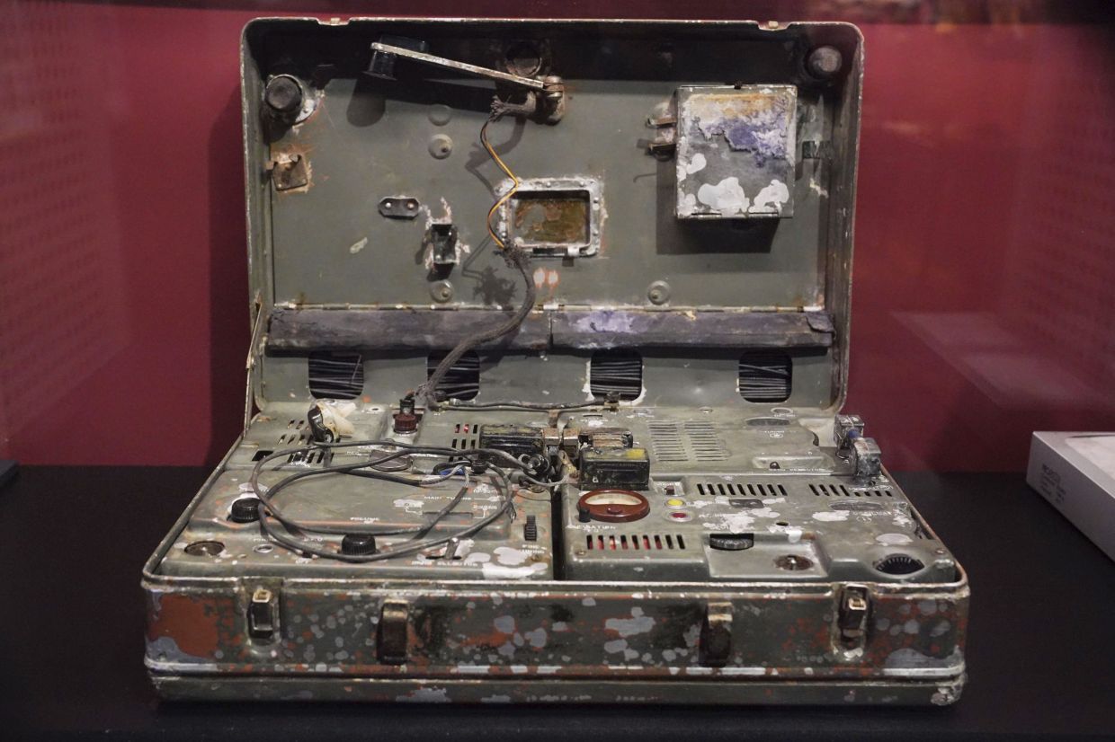 The Krogers' 'flash transmission' radio equipment, 1960, on display at the 'MI5: Official Secrets' exhibition at the National Archives in London. Photo: AP