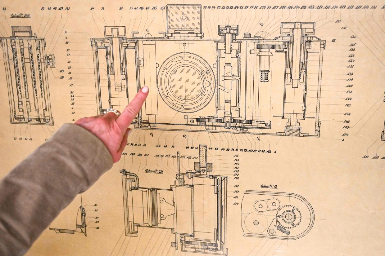 Scheme of the first Leica camera is pictured on the Leica archive in Wetzlar, western Germany. — AFP
