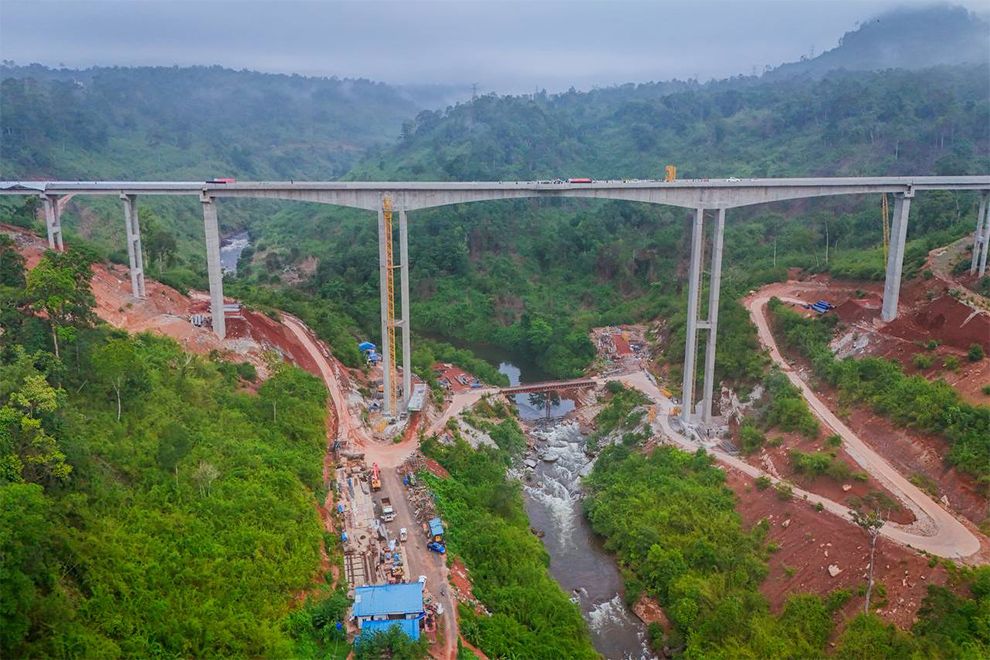 The 90-metre thigh bridge crosses the Russey Chrum stream in Chhay Louk village, in Pursat province’s Veal Veng district.- Phnom Penh Post/ANN