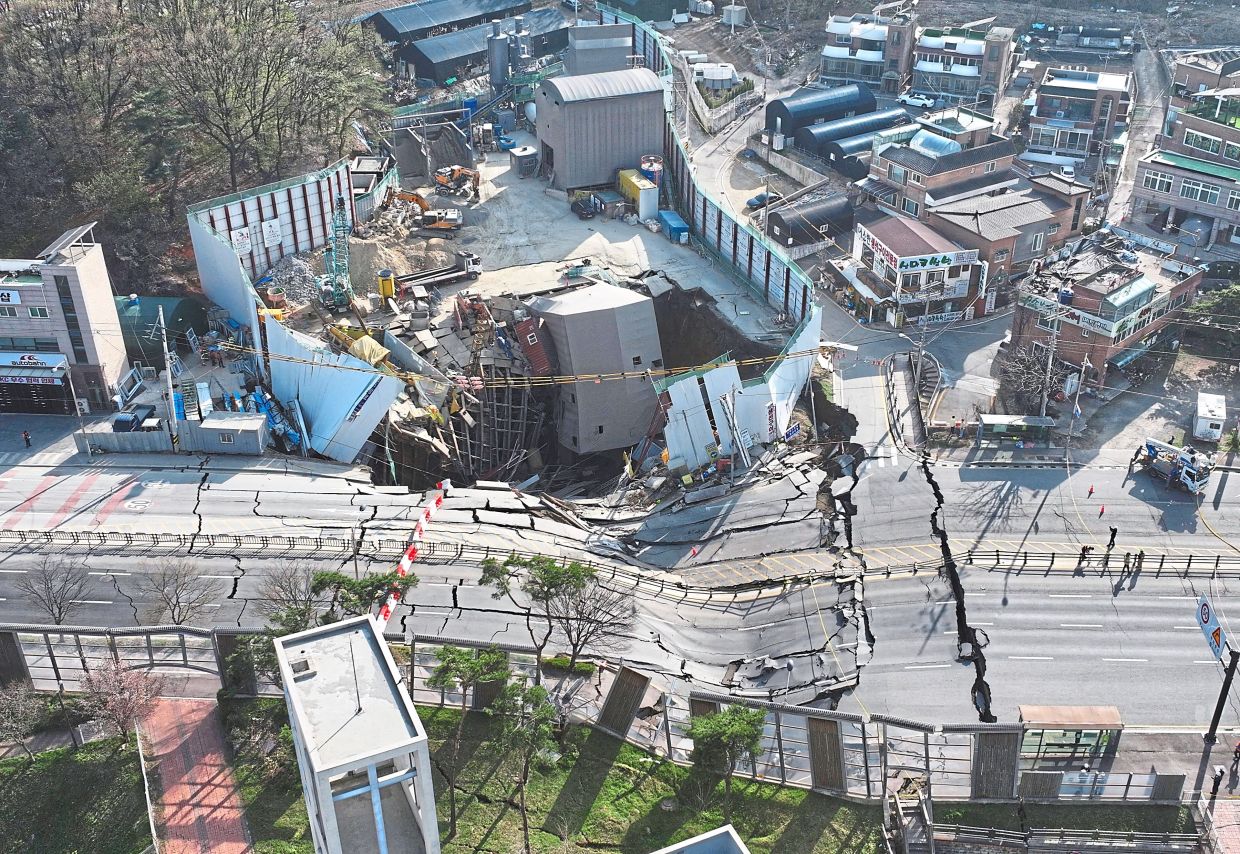 An overhead view of the damage. — AP