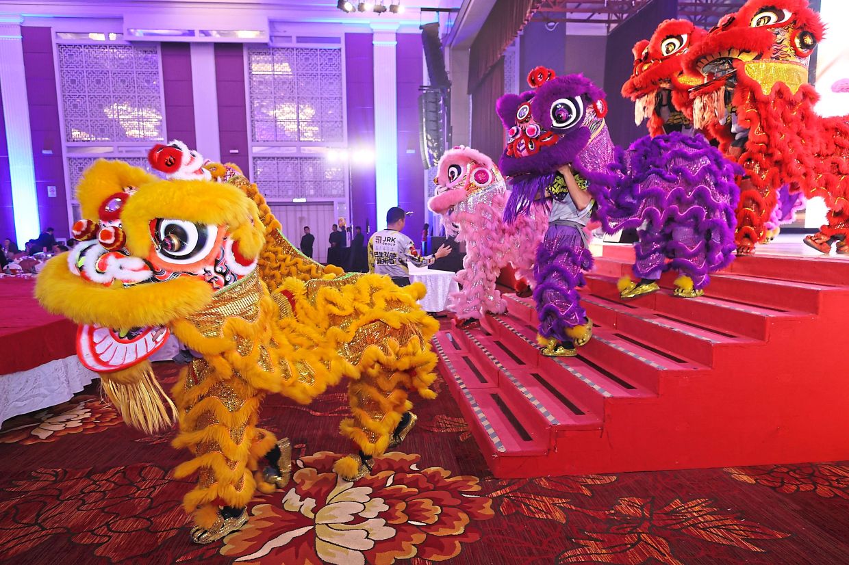 A lion dance performance at the anniversary dinner. 