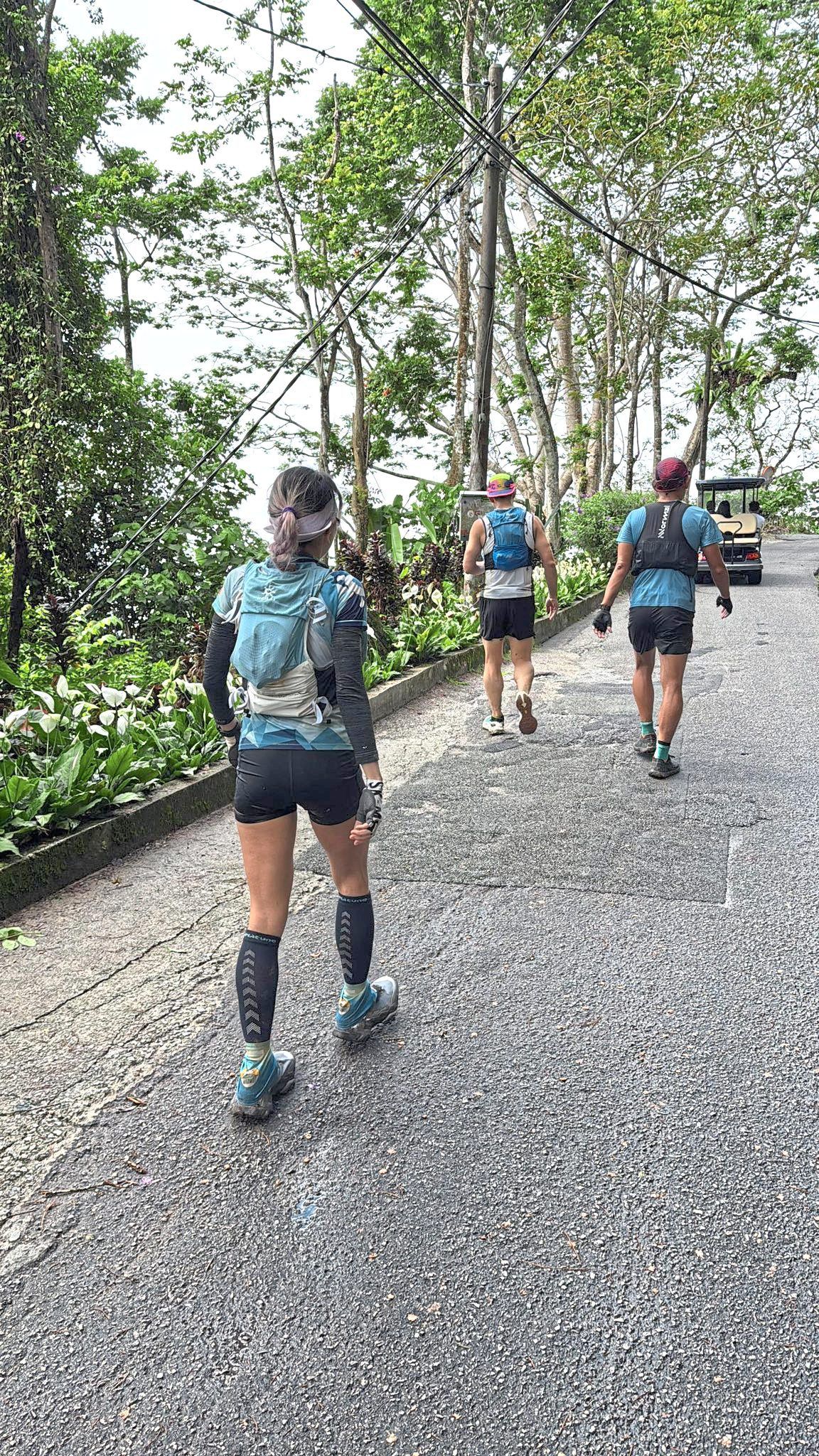 Hikers wearing knee-high socks and gloves for extra protection.