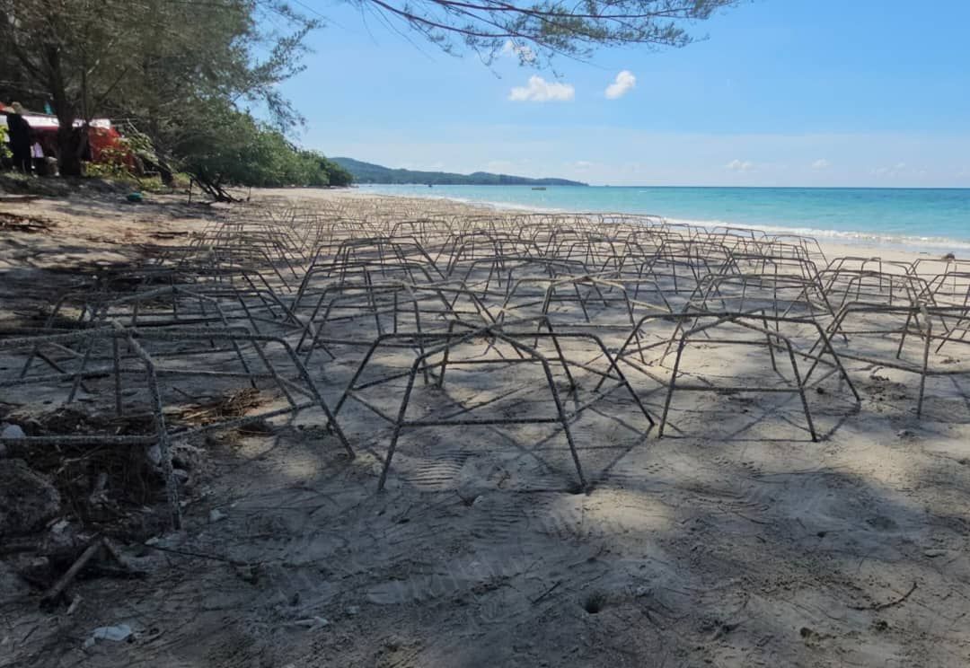 Some of the coral reef frames being set up in the earlier stages of the programme.