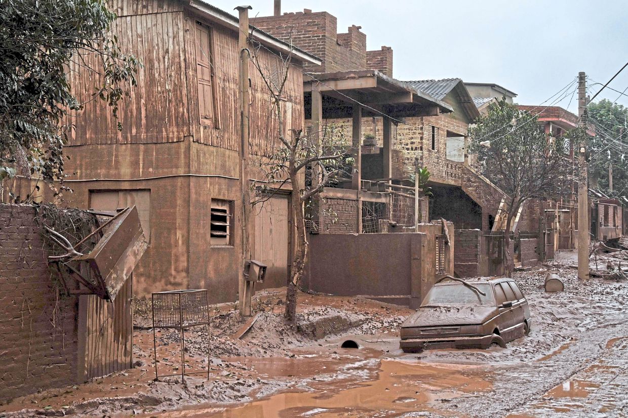 View of the mud-covered Sao Jose neighbourhood following the devastating floods, in Lajeado, Rio Grande do Sul, Brazil, last year. — AFP