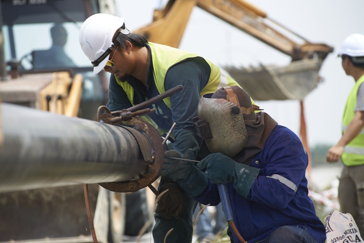 Pipeline construction activities being executed on-site.