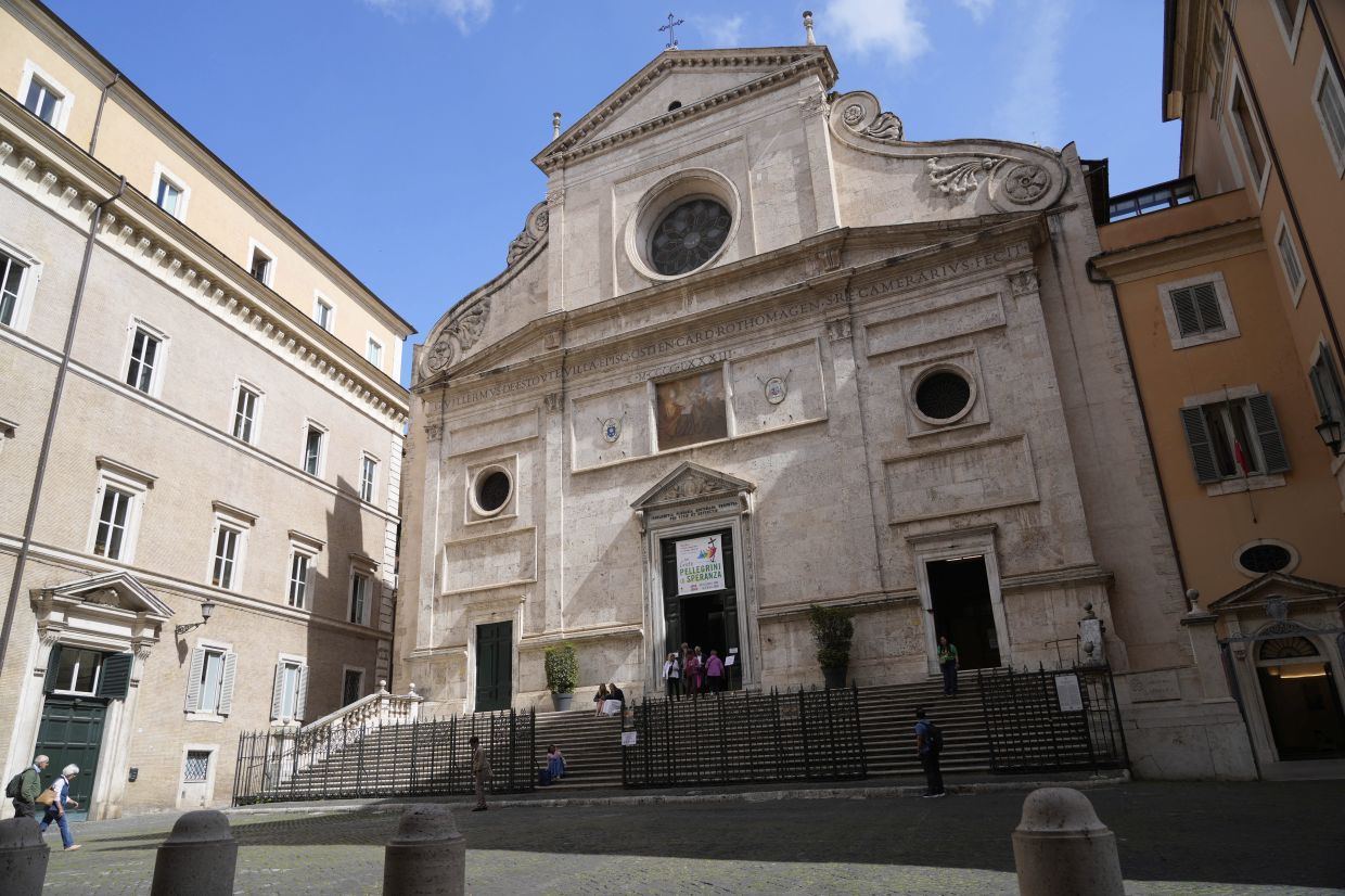 A general view of the Basilica of St Augustine in Rome where Caravaggio's 'Pilgrims' Madonna' is located. Photo: AP 
