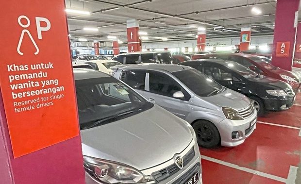 Many buildings have designated women-only parking bays to provide extra security for women drivers.
