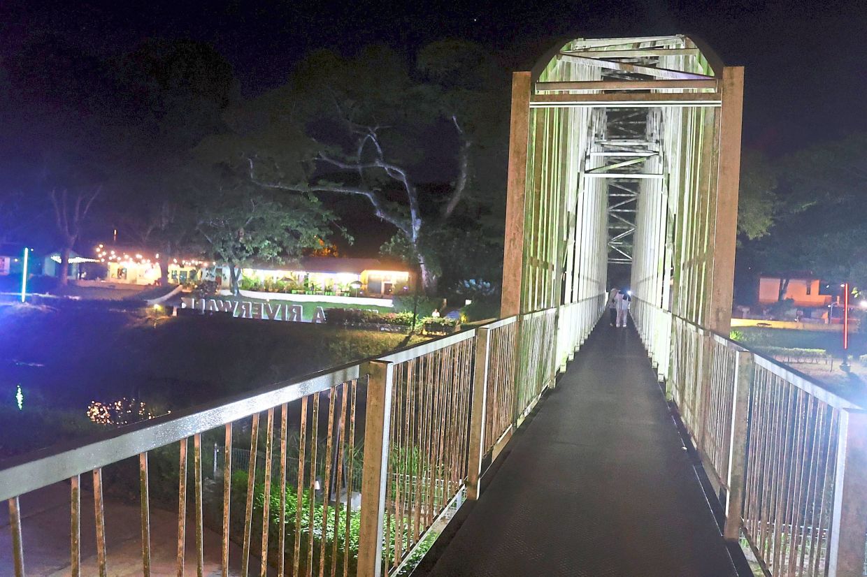 One of the bridges at the Kinta Riverwalk which used to have glow-in-the-dark features. The mayor says the bridge will be decorated with lights.