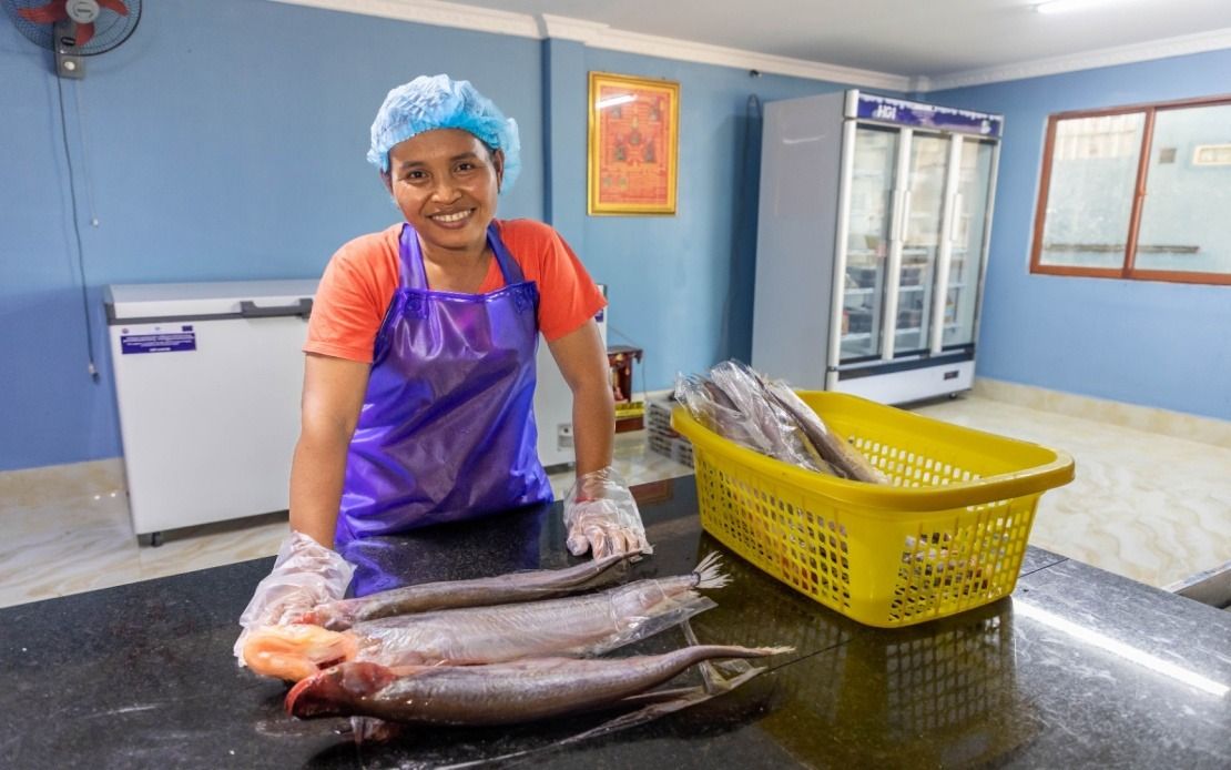 Women dominate the post-harvest process of fishery activities inCambodia. - Photo UnidoCambodia