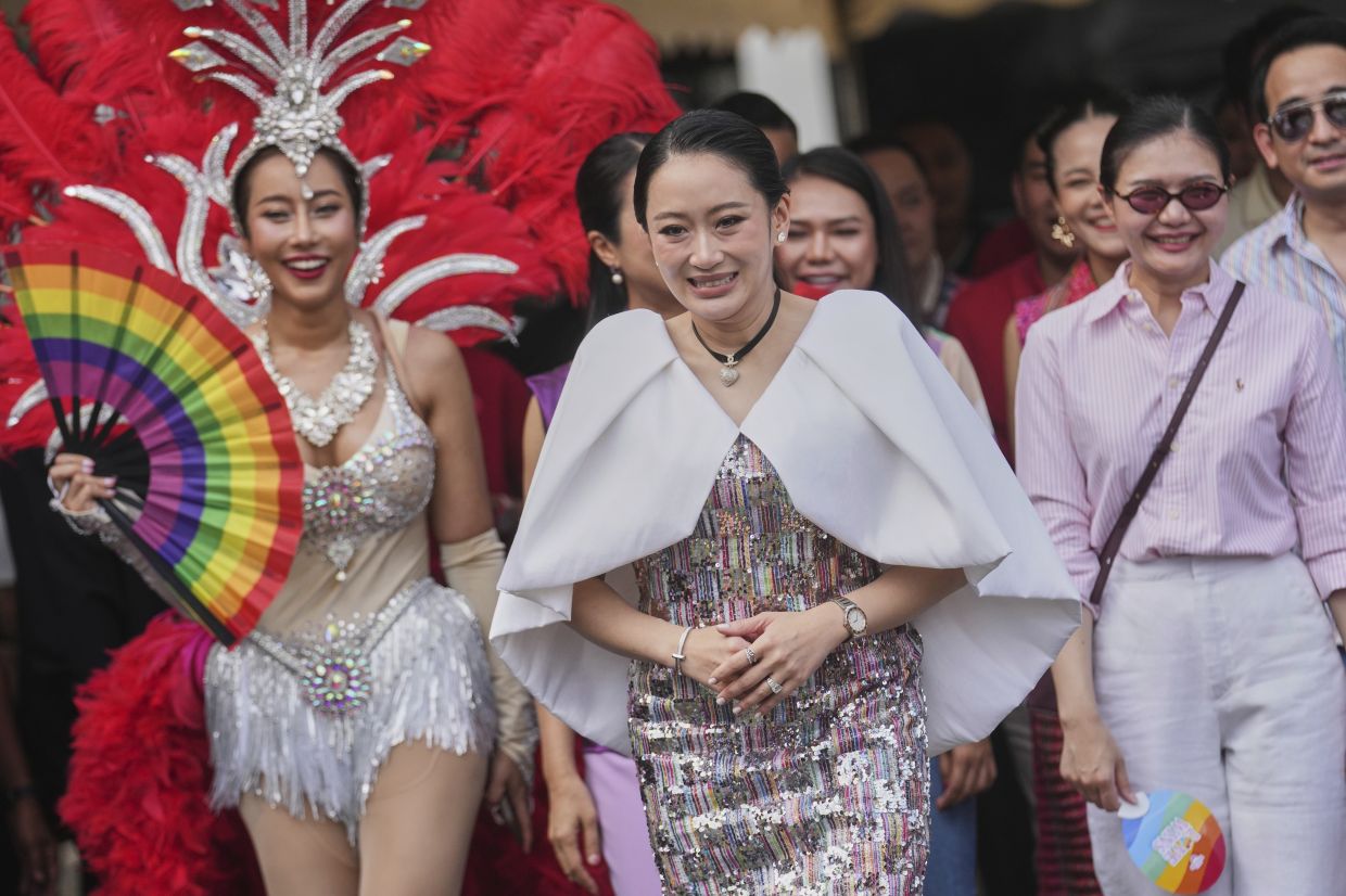 Thailand's Prime Minister Paetongtarn Shinawatra attends the annual Pride Parade to celebrate the LGBTQ+ community’s Pride Month in Bangkok, Thailand. - AP Photo/Sakchai Lalit