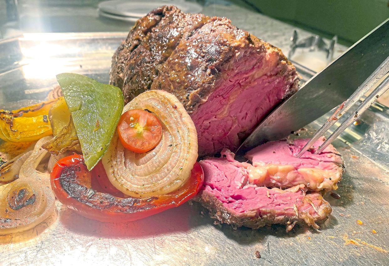 Slices of juicy sous-vide whole ribeye.