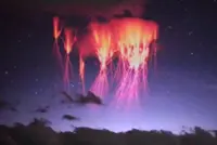 Is it ghost fire or alien jellyfish? Rare red sprite lightning in Tibet dazzles social media