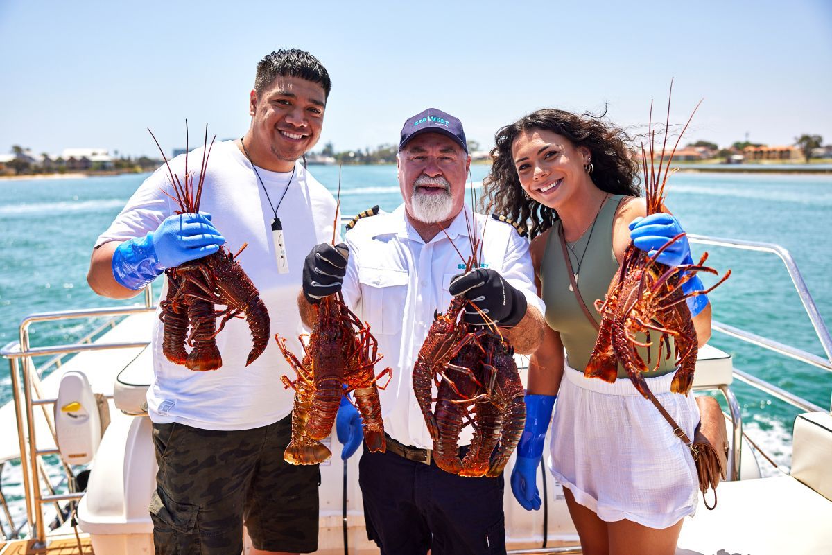 Try your hand at catching lunch – Western Rock Lobster – native to Western Australian waters on board the Mandurah Wild Seafood Cruise.