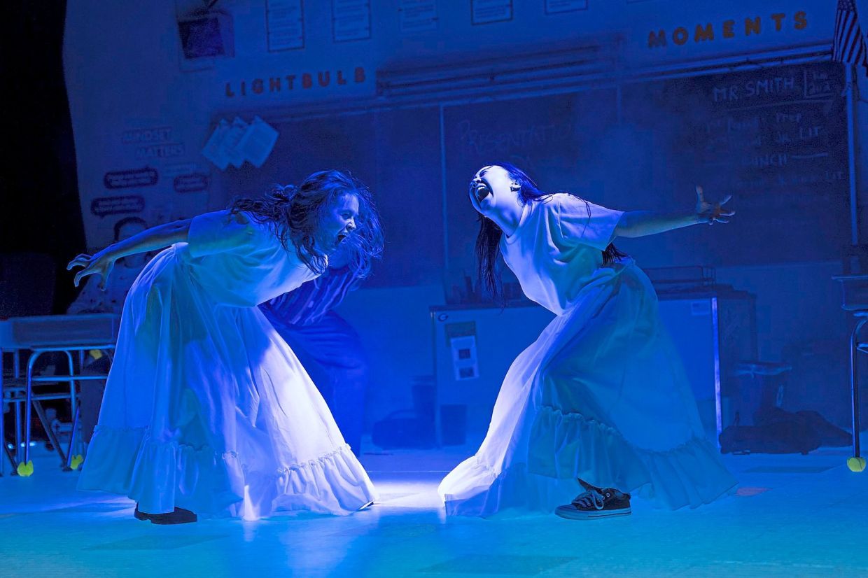Sadie Sink, left, and Amalia Yoo during a performance of 'John Proctor Is the Villain' in New York. Photo: AP