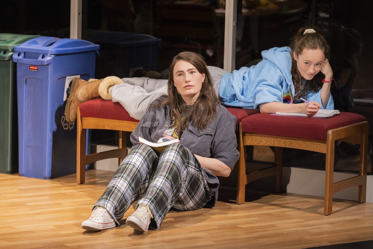 Kathryn Gallagher, left, and Havana Rose Liu appear in a scene from 'All Nighter' in New York. Photo: AP 