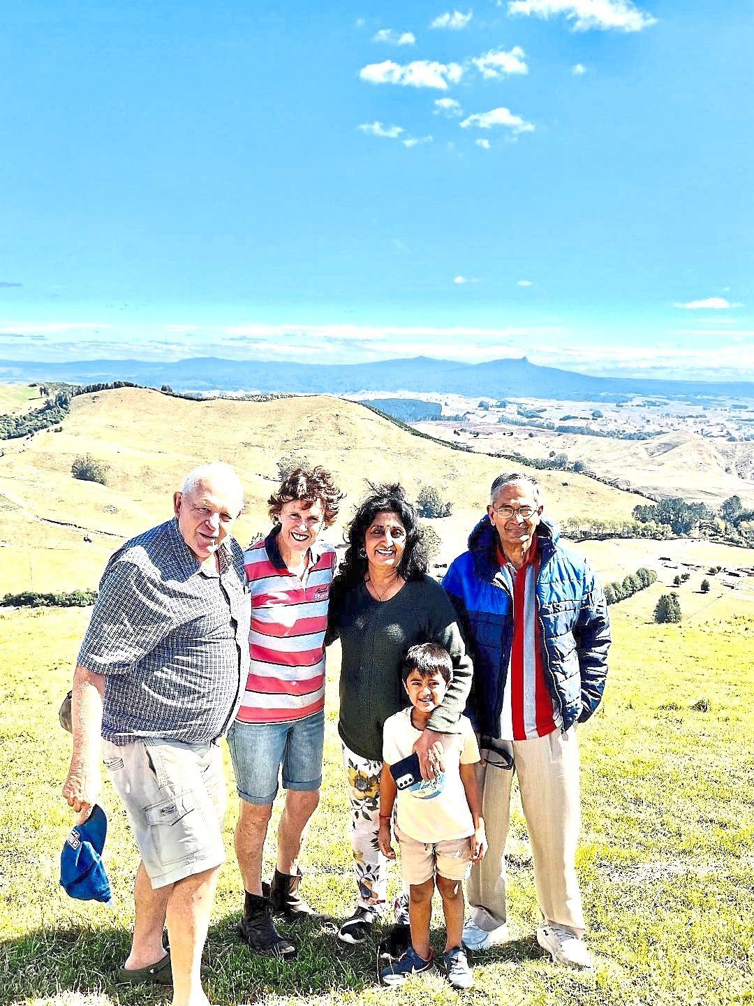 The writer (Standing second from right) with her husband Dr Hari Dass (right), together with her grandson Pranam (little boy) and the Waterworths (couple on left). — Photos: DR PRASHANTH HARI DASS