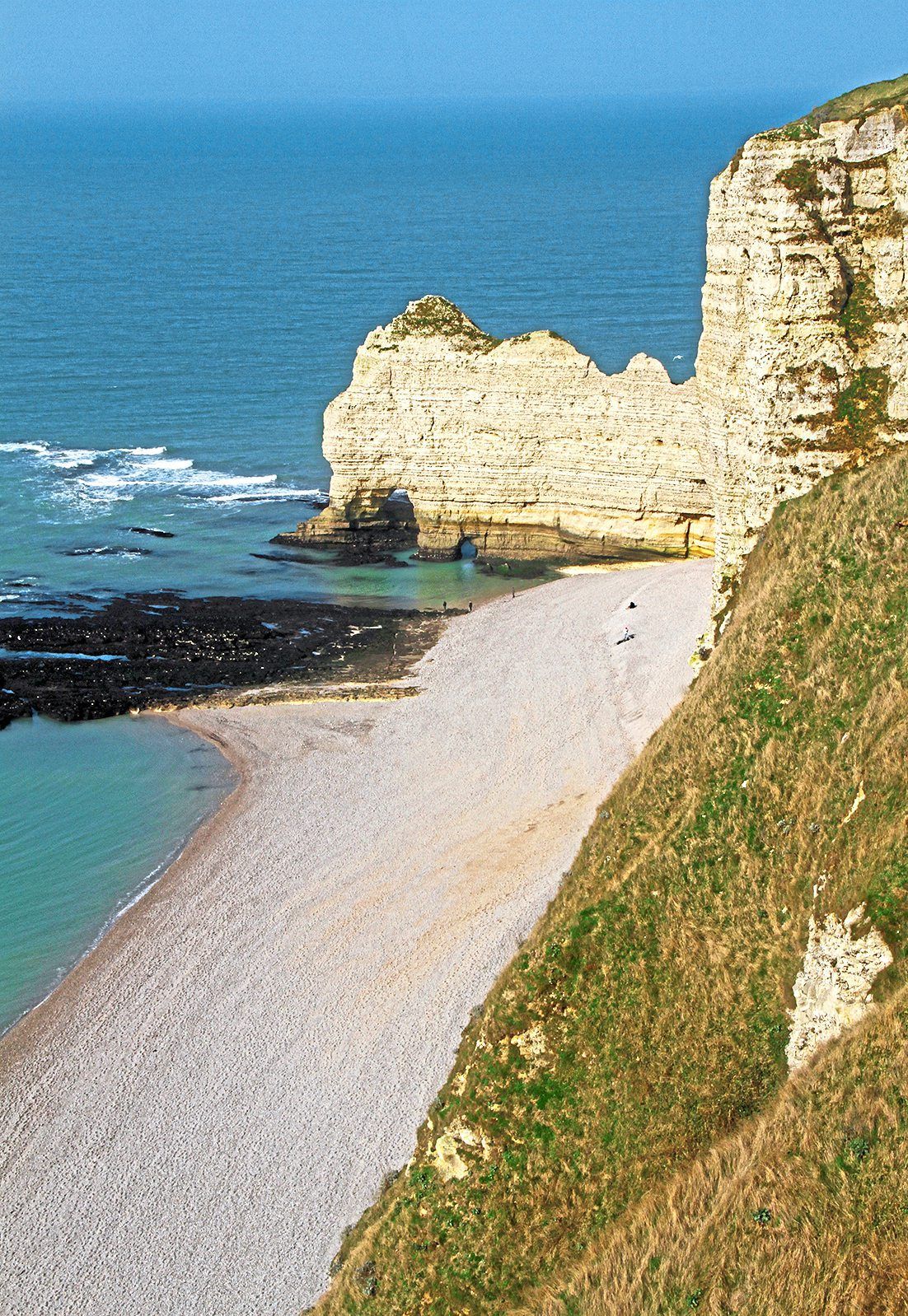 The chalk cliffs at Etretat inspired many Impressionist painters including Monet who lived nearby.