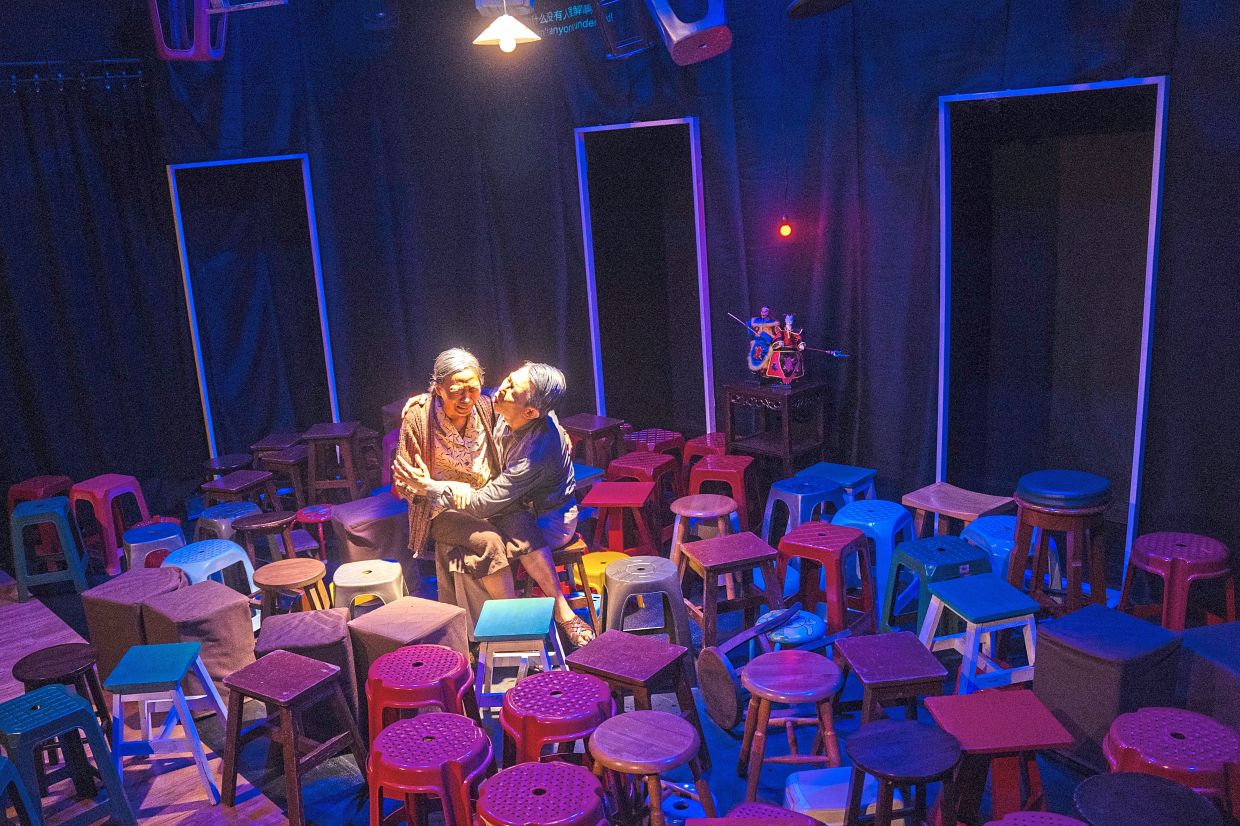 ‘The reason I chose a stool instead of a chair is because it resonates with traditional Chinese puppetry performances,’ says Yeo. Photo: Weng Hong