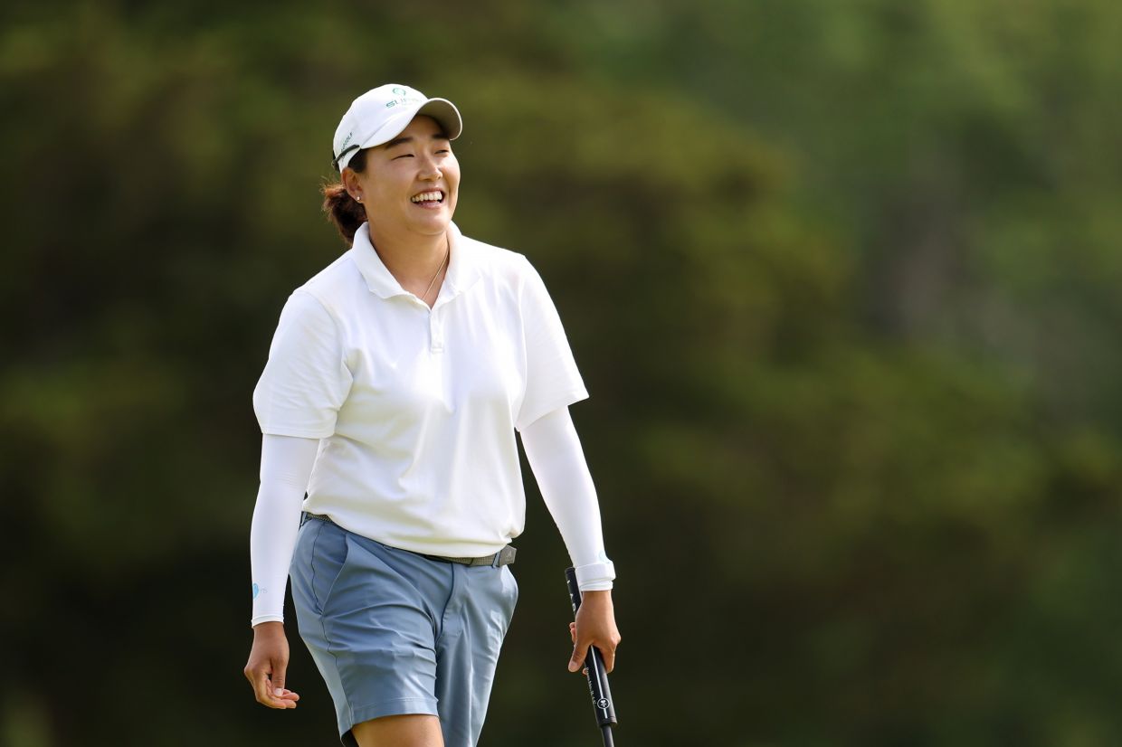 Ilhee Lee of South Korea reacts on the 15th green during the first round of the ShopRite LPGA Classic presented by Acer 2025 at Seaview Bay Course on June 06, 2025 in Galloway, New Jersey. -- Photo by Emilee Chinn/Getty Images-LPGA