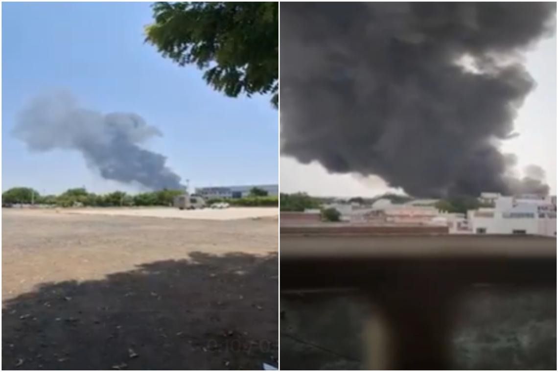 The crash occurred when the aircraft was taking off, TV channels reported. - Photos: Screengrab from Press Trust of India/X