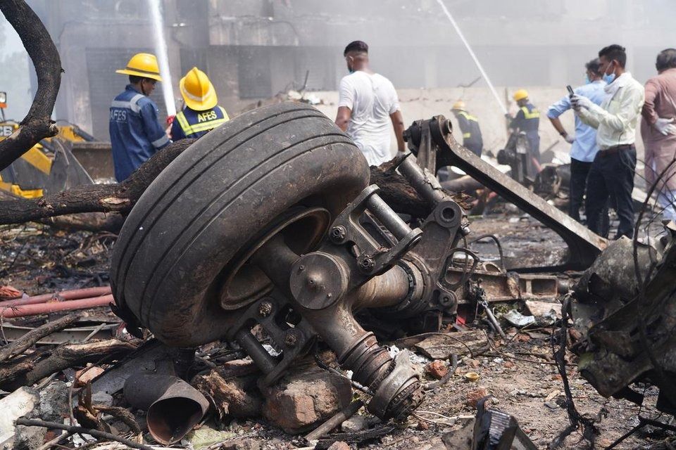 At the scene of an Air India plane crash in Ahmedabad, India, on June 12, 2025. 