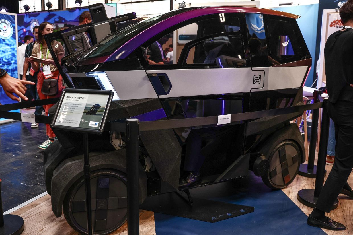 A car designed by Aemotion is seen at the 9th edition of the VivaTech technology startups and innovation fair in Paris on June 11, 2025. — AFP