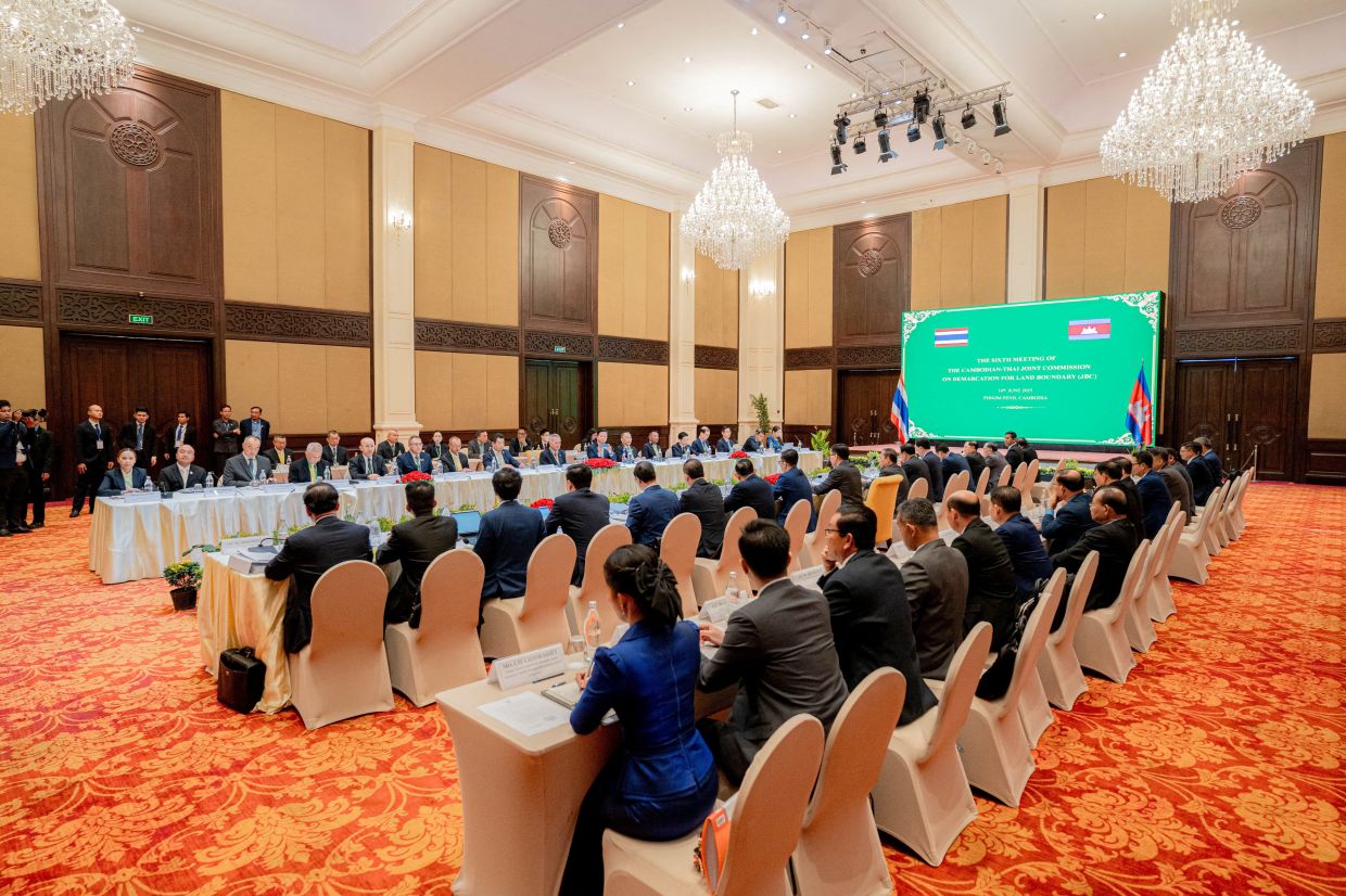 A general view of the 6th meeting of the Cambodia-Thailand Joint Boundary Commission (JBC), in Phnom Penh, Cambodia, on Saturday, June 14, 2025. -- Photo: Agence Kampuchea Press via Reuters