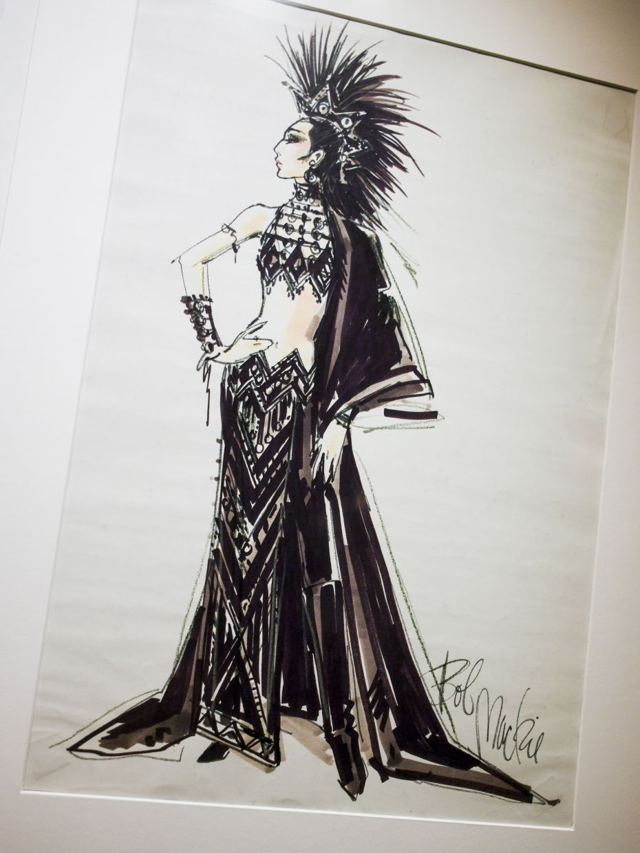 Bob Mackie’s illustration of Cher’s Academy Awards outfit. Photo: The New York Times