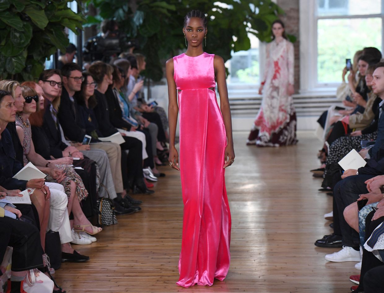 A model walks the runway for the Valentino Resort 2018 runway show. Photo: AFP