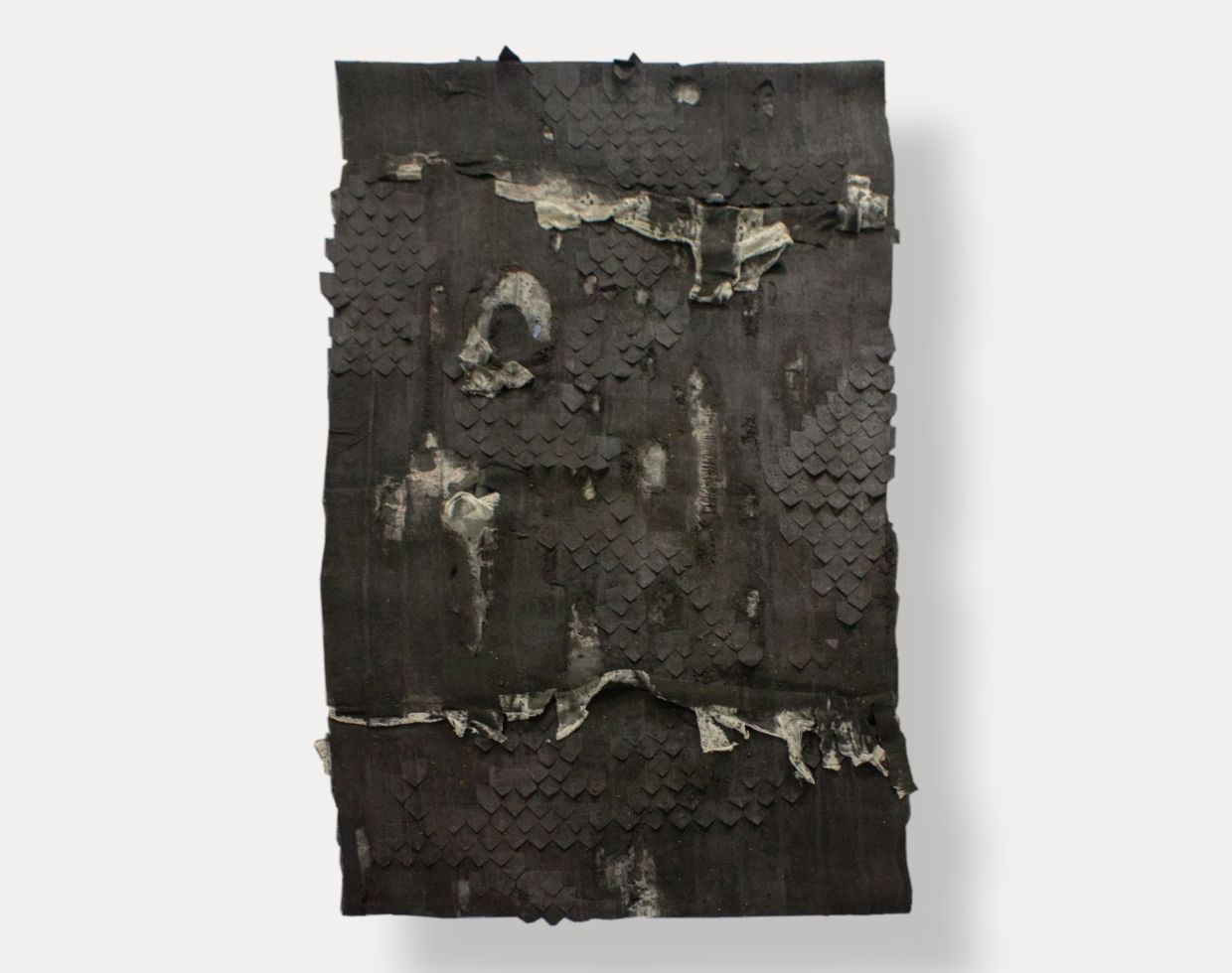 Known for his use of compost soil in earlier works, Khabir now incorporates hand-sewn bandages into large-scale installations. Photo: Wei-Ling Gallery 
