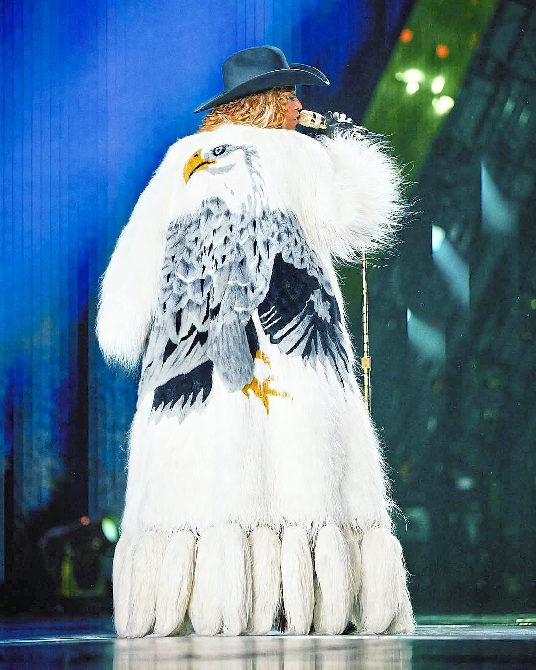 Burberry created a head-turning coat with an eagle emblazoned on the back. Photo: Instagram/Beyonce