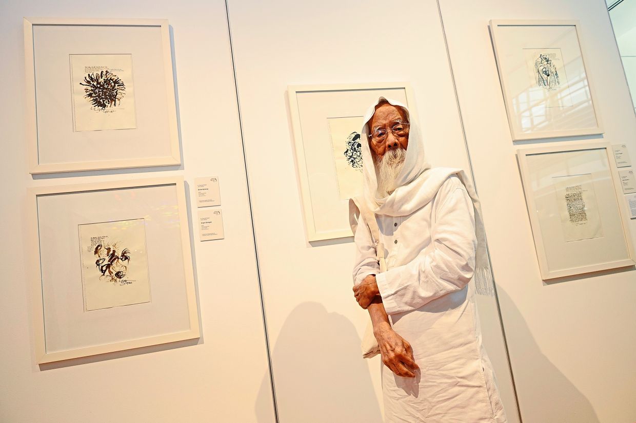 At the 'Palette And Pen' exhibition at Bank Negara Malaysia Museum and Art Gallery in KL, Samad is exhibiting a striking ink-on-paper series. Photo: The Star/Faihan Ghani 