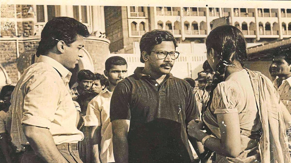 On the set of Nayakan with Mani Ratnam (centre). Photo: Handout