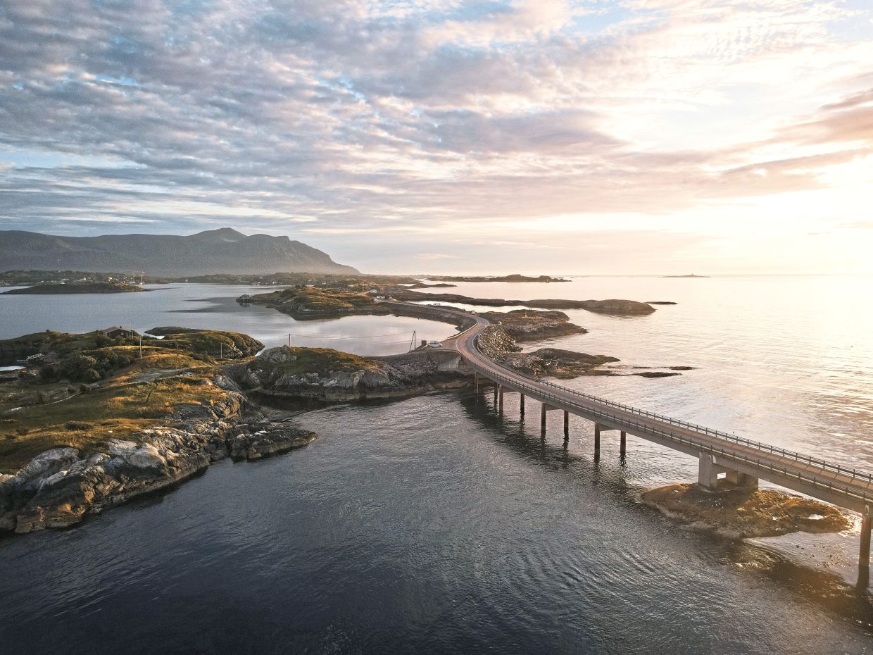 Drive through the beautiful Atlantic Ocean Road in Norway.