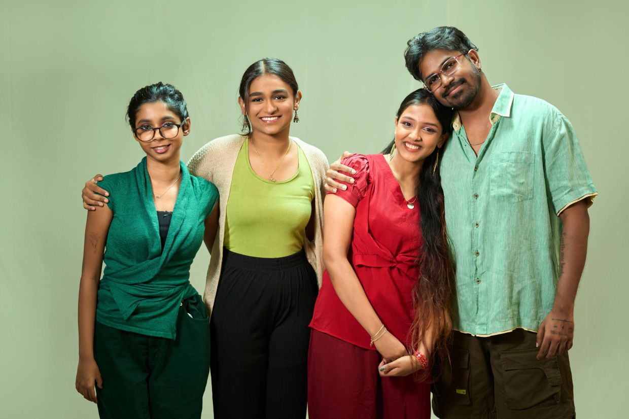 The cast of 'Let Me Go' (from left): Tania Ashwini, Lakshmi Ahrunagiry, Dhakshayni Jeegatheeswaran, and Perassath. Photo: Tat Chin