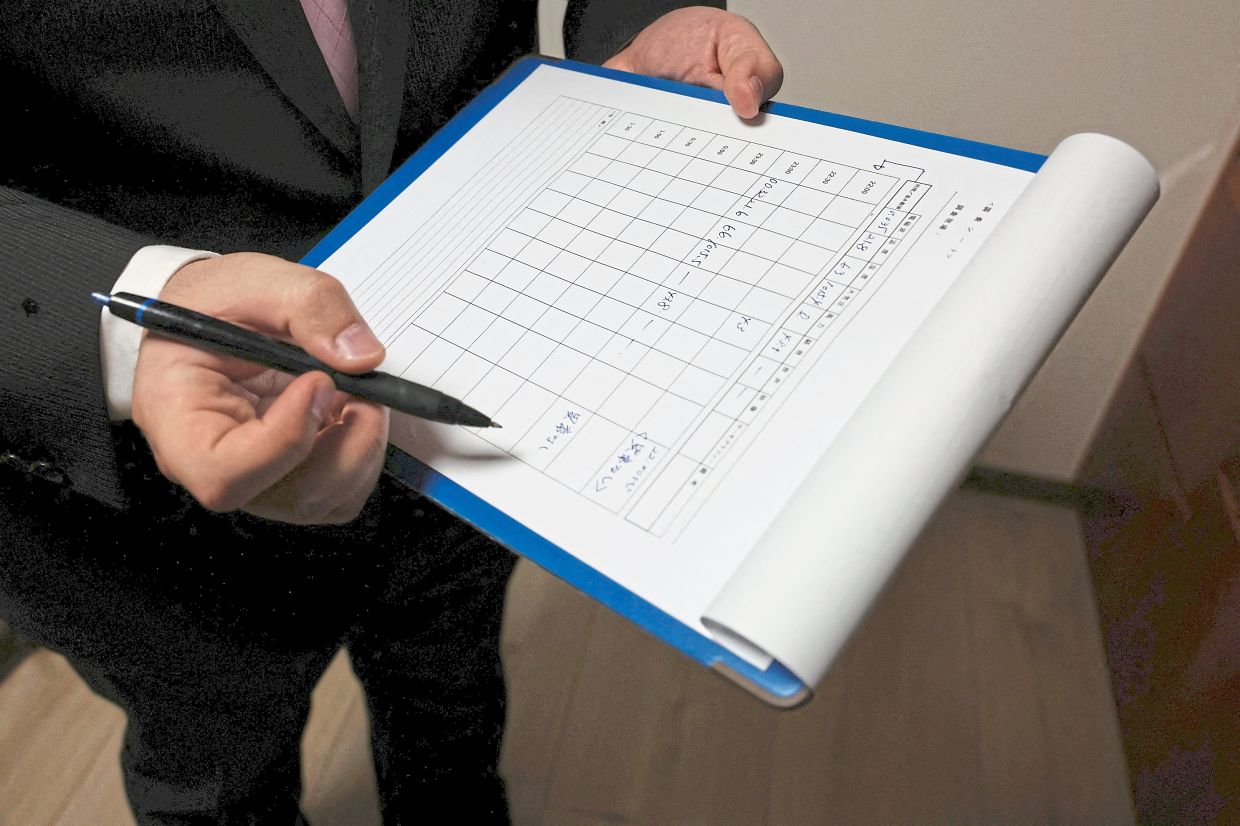 Final figures: Kodama filling out a sheet with the gadget readings to complete the ‘ghost investigation’. — Reuters