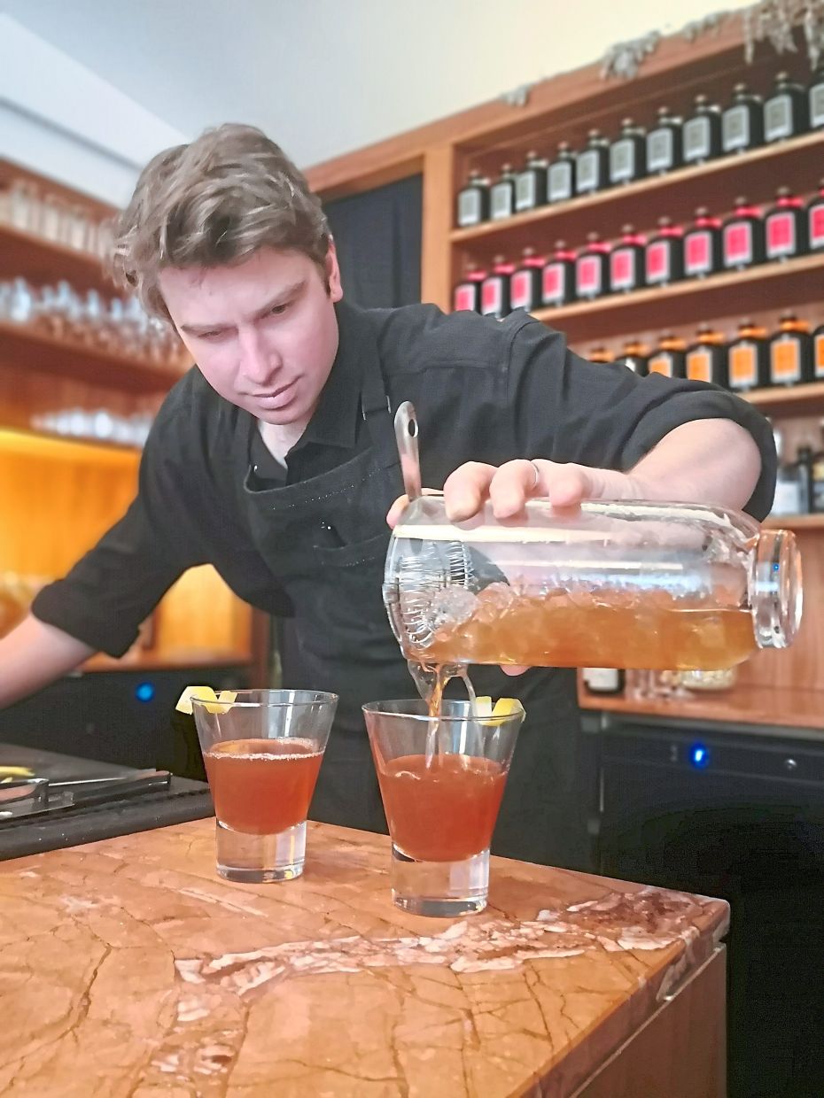 Tom hard at work creating a unique range of cocktails.