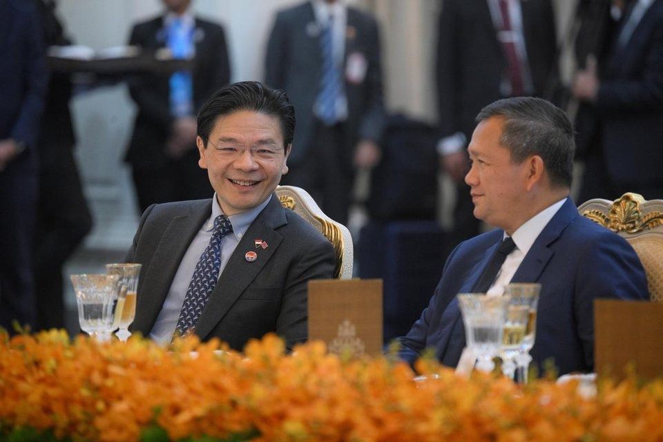 PM Lawrence Wong at a luncheon hosted by his Cambodian counterpart, Hun Manet, at the Peace Palace in Phnom Penh on July 2, 2025. - Photo: ST