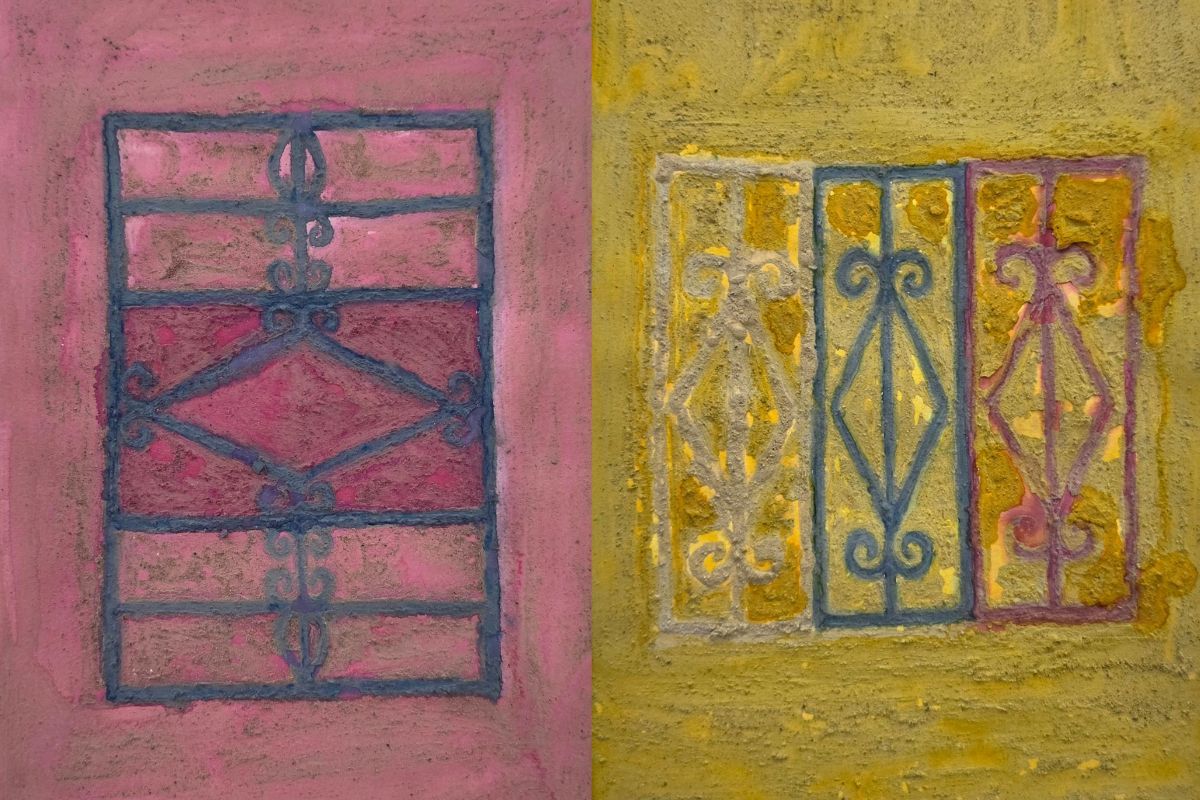 Two new works by Ain from her 'Atas Pagar' exhibition- 'Melangkaui Pagar 03' (Past The Fence), left, and 'Melangkaui Pagar 02' - both crafted with ash and pigment on paper. Photo: The Back Room