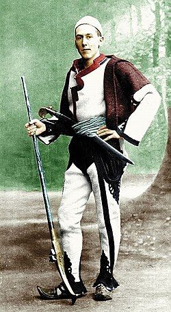 Baron Franz Nopcsa von Felso-Szilvas in Shqiptar warrior costume, cca 1913
