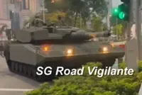Tank collides into traffic light during Singapore's National Day Parade preview show