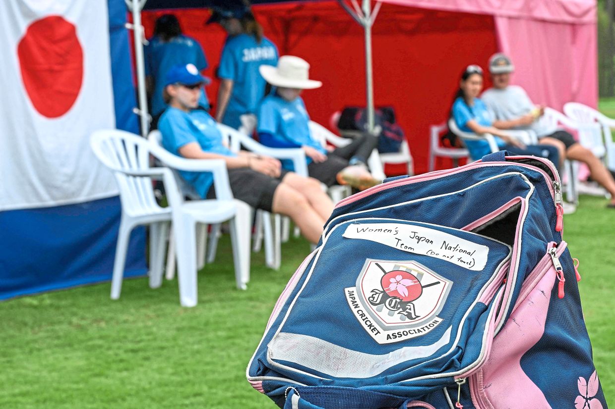 An equipment bag belonging to the Japan Cricket Association. Cricket is slowly gaining popularity in Japan and there is hope that the 2026 Asian Games and the 2028 Los Angeles Olympics can take it to a new level. — AFP
